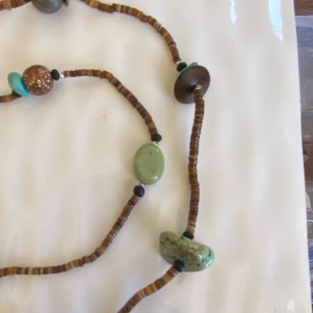 Silpada Bohemian Shells and Stone Beaded Necklace 60” long.  N1569 - Picture 5 of 8